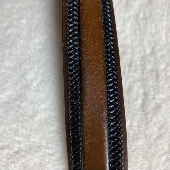 Johnston & Murphy Brown and Black Leather Belt Size 44 - Picture 9 of 12